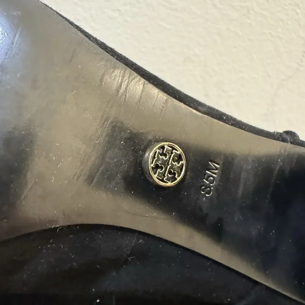 Tory Burch Z4149 Black Colt 85mm Soho Suede Pump Sz 8.5 M